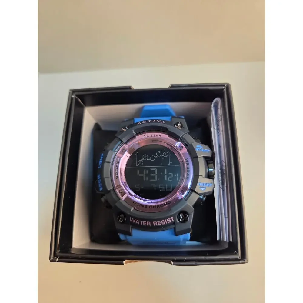 Activa X Invicta ACW8082-011 Digital shock Sport Watch Blue Pink 50mm New NIB
